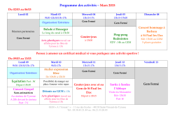 Programme des activités – Mars 2015