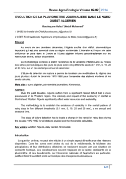 Revue Agro-Ecologie Volume 02/02 2014 124