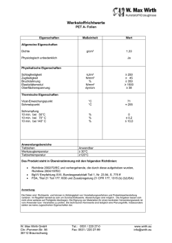 Werkstoffrichtwerte - W. Max Wirth | W.Max Wirth