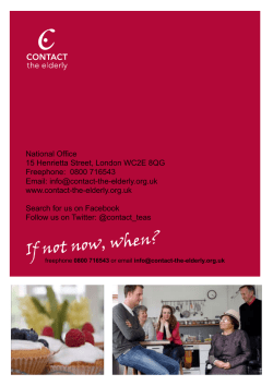 If not now, when? - Contact the Elderly