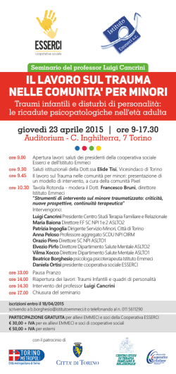 IL LAVORO SUL TRAUMA NELLE COMUNITA