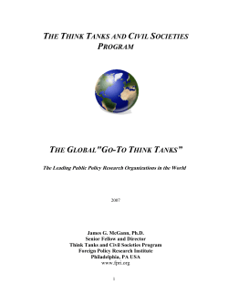 THE GLOBAL"GO-TO THINK TANKS” - Student Affairs