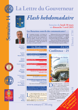 Dernier Flash Hebdo - Rotary International District 1730