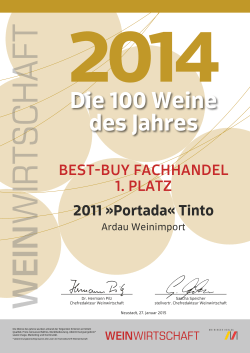 BEST-BUY FACHHANDEL 1. PLATZ 2011 »Portada« Tinto