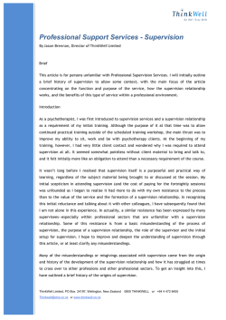Article on Professional Support Services-Supervision