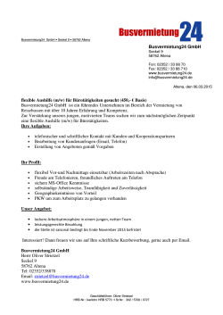 Busvermietung24 GmbH flexible Aushilfe (m/w) für Bürotätigkeiten