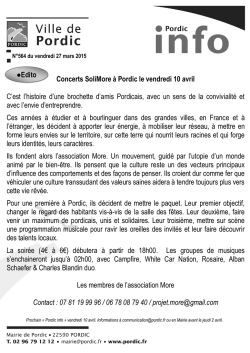 Edito Concerts SoliMore &agrave; Pordic le vendredi 10 avril C`est l`histoire