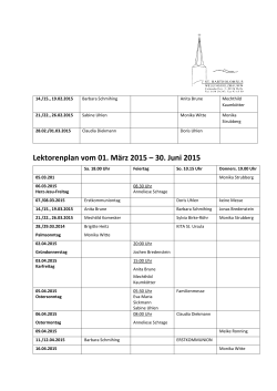 Lektorenplan vom 01. März 2015 – 30. Juni 2015