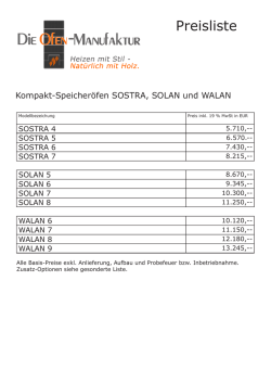 Preisliste - Die Ofen