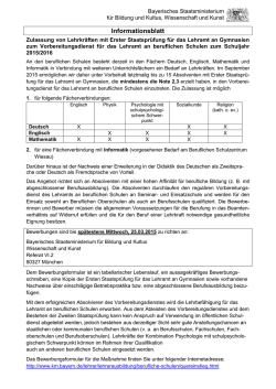 Informationsblatt - Bayerisches Staatsministerium f&uuml;r Unterricht und