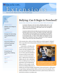 Bullying: Can It Begin in Preschool?