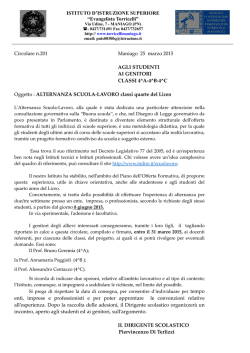 Alternanza Scuola-Lavoro - Istituto Torricelli di Maniago