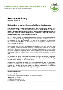 Pressemitteilung - Landesverband Berlin der Gartenfreunde e. V.