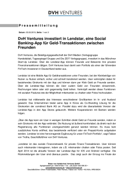 DvH Ventures investiert in Lendstar, eine Social Banking
