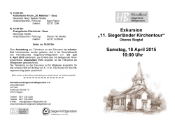 „11. Siegerländer Kirchentour“ Samstag, 18 April 2015 10:00 Uhr