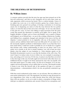 William James, "The Dilemma of Determinism"
