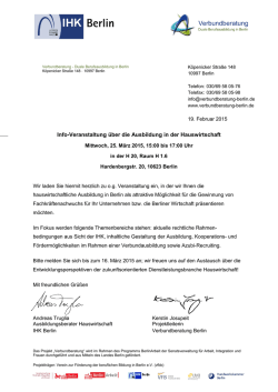 Info-Veranstaltung &uuml;ber die Ausbildung in der