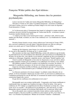 Margarethe Hilferding, une femme chez les premiers psychanalystes