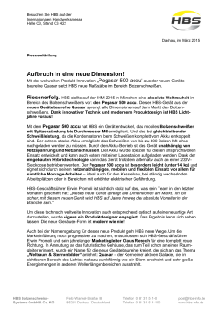 Pressemitteilung Pegasar 500 accu - HBS Bolzenschweiss
