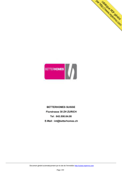 catalogue immobilier BETTERHOMES SUISSE ZURICH