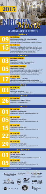 Jahresprogramm 2015 Kirchenmusik