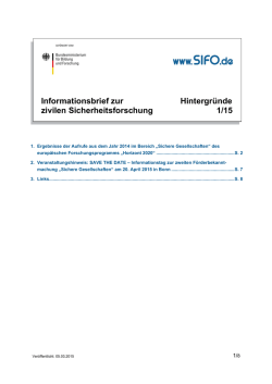 Informationsbrief zur Hintergr&uuml;nde zivilen Sicherheitsforschung 1/15