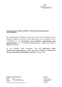 Lehren und Lernen in Südtirol 2015/2016