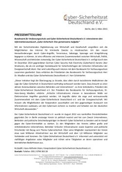 PRESSEMITTEILUNG - CyberSicherheitsrat