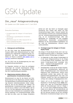 Die &bdquo;neue&ldquo; Anlageverordnung
