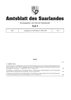 Amtsblatt des Saarlandes Nr. 6 Teil I vom 5. März 2015