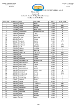 N°ORDRE N°APOGEE NOM PRENOM NOTE RESULTAT 1 2 4 7 8