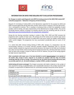 INFORMATION ON WHO-FIND MALARIA RDT EVALUATION