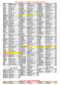 Horaire Bus LYCEE STE MARIE - Lyc&eacute;e Sainte