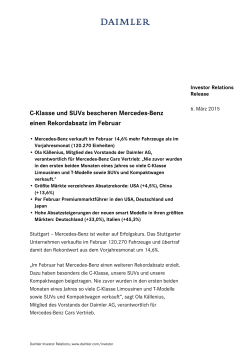IR Release: C-Klasse und SUVs bescheren Mercedes