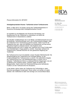 Presse-Information Nr. 007/2015 Arbeitgeberpräsident Kramer