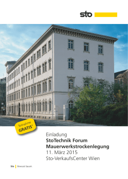 Einladung StoTechnik Forum Mauerwerkstrockenlegung 11. März