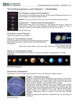Planeten-Arbeitsblätter - Wissenschaft in die Schulen