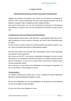 Editorial M&auml;rz 2015 - Steuerkanzlei
