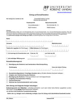 Antrag auf Exmatrikulation neu