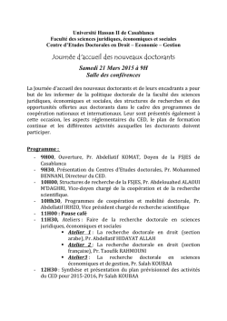 Journ&eacute;e d`accueil des nouveaux doctorants - FSJES