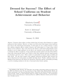Dressed for Success? The Effect of School Uniforms on Student