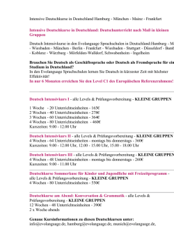 Intensive Deutschkurse in Deutschland Hamburg - M&uuml;nchen