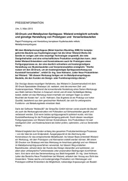 PRESSEINFORMATION 3D-Druck und