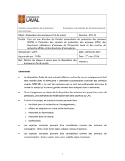 Disposition des animaux en fin de projet