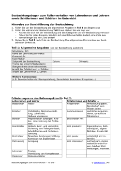 Beobachtungsbogen: Rollenverhalten im Unterricht
