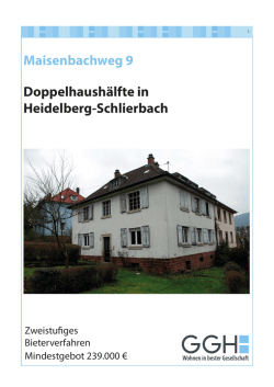 Expos&eacute; Maisenbachweg - GGH Gesellschaft f&uuml;r Grund