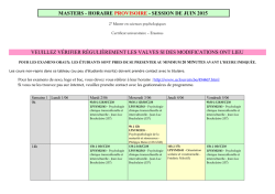 Horaire masters psycho session juin 2015