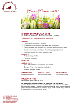 Menù di pasqua - Agriturismo da Merlo