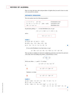 REVIEW OF ALGEBRA - Stewart Calculus