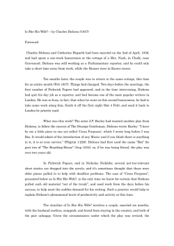 Is She His Wife? – by Charles Dickens (1837) Foreword Charles